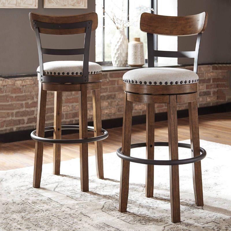 Tall Valebeck Upholstered Swivel Barstool Brown - Signature Design by Ashley: Kitchen Counter Height, Rustic Style
