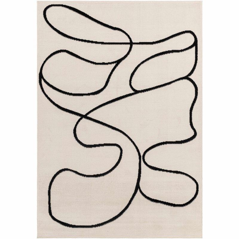 Eilir 5' x 7' Gray and Black Abstract Polypropylene Rug