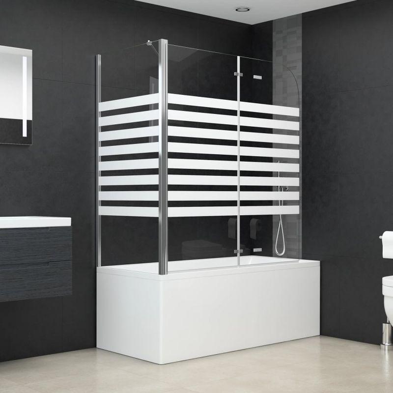 VidaXL Bathtub Shower Door Folding Bathtub Door Tub Enclosure Tempered Glass