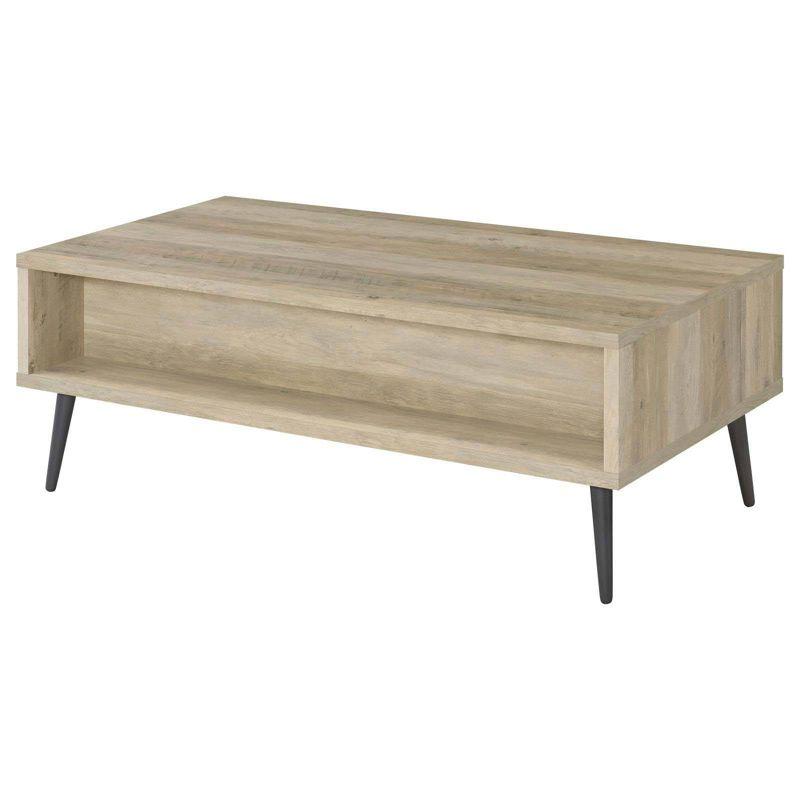 Coaster Welsh Mid Century Modern Wood Coffee Table with Drawer and Shelf Antique Pine/Gray