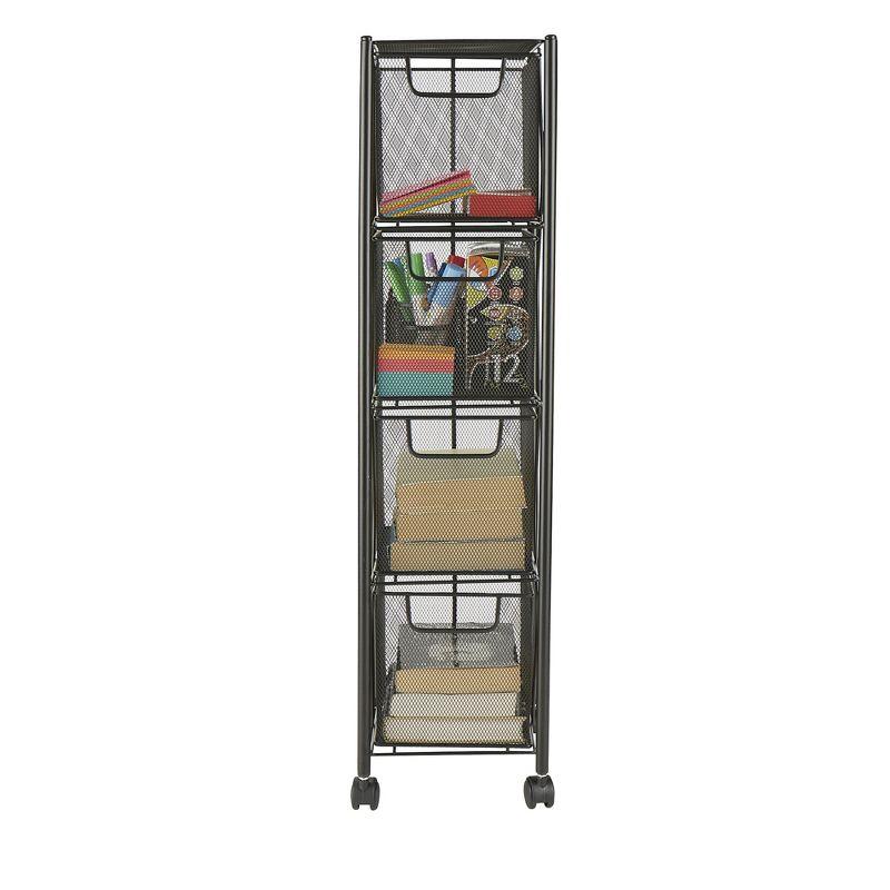 Mind Reader Mind Reader Rolling Cabinet with Drawers, Desk Organizer, Storage, 8"L x 11"W x 31.5"H, Black