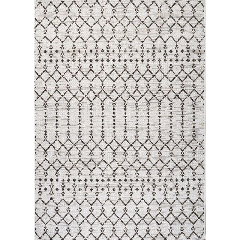 Ourika Moroccan Geometric Textured Weave Indoor/Outdoor Area Rug - JONATHAN Y