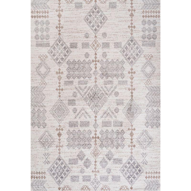 Modern Moroccan-Inspired 4' x 6' Gray Geometric Synthetic Area Rug