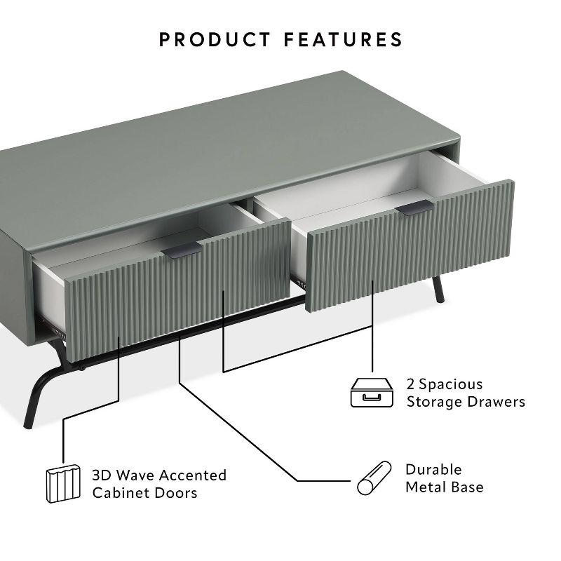 White and Black Rectangular Coffee Table with Storage