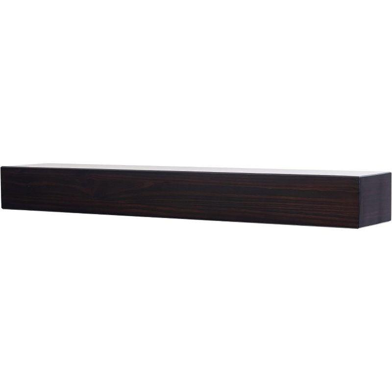 Austin 60" Pine Wood Floating Mantel Shelf in Coffee Bean