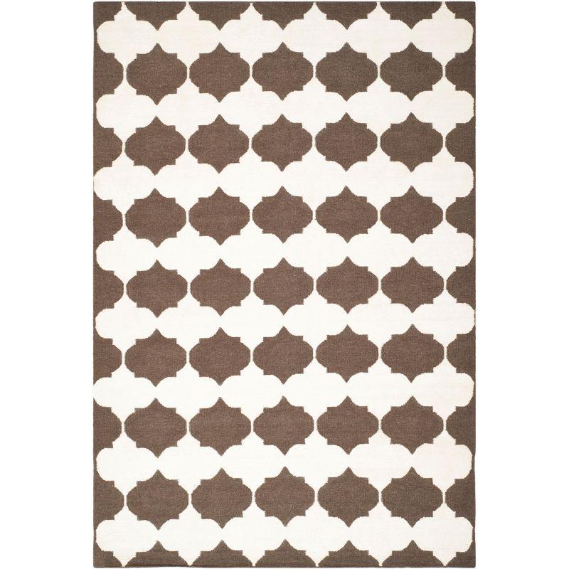 Dhurries DHU624 Hand Woven Area Rug - Brown/Ivory - 6'x9' - Safavieh.