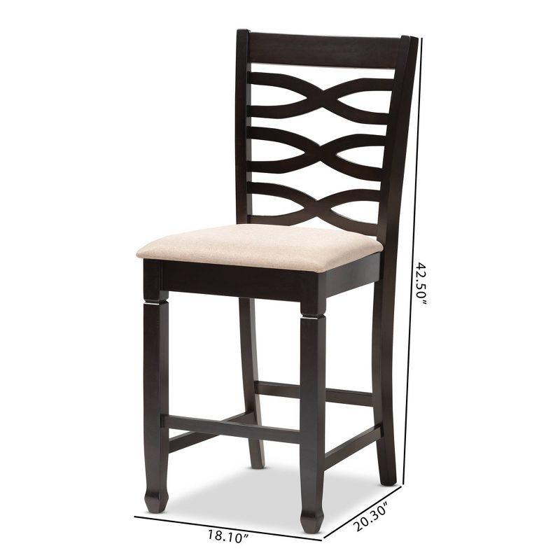 Baxton Studio Set of 2 Caron Finished Wood Counter Height Barstools Sand Brown: Rubberwood Frame, Foam Padded, Cut-Out Back Design