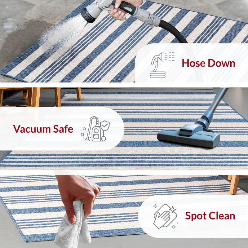 Nuloom Robin Striped 10x13 Indoor/Outdoor Area Rug for Living Room Patio Deck Front Porch Kitchen, Blue/Ivory