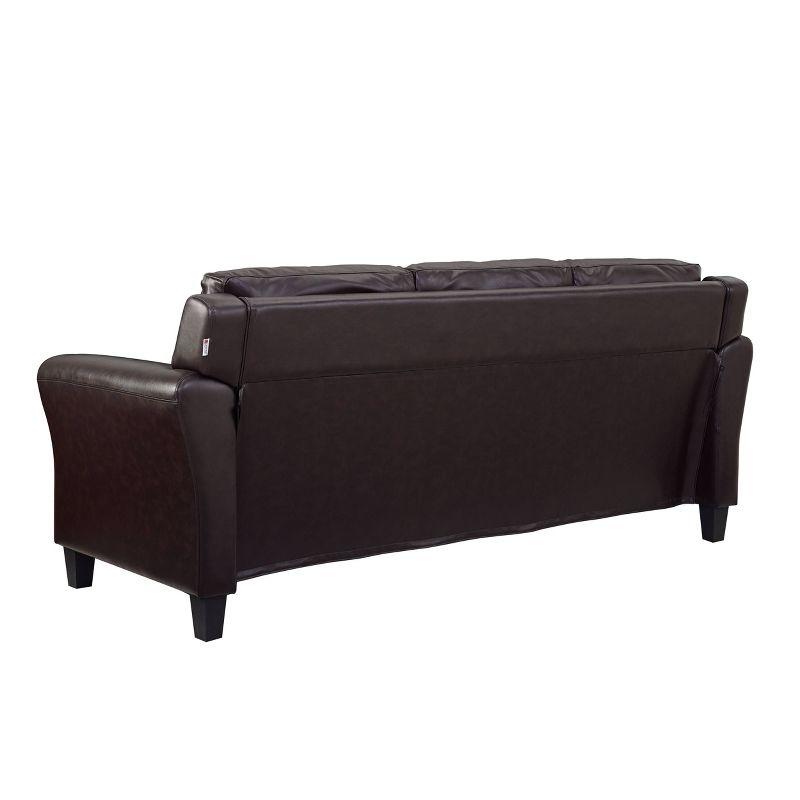 Helena Faux Leather Sofa Java Brown - Lifestyle Solutions: Upholstered, 3-Seater, Tufted Back, High-Density Foam