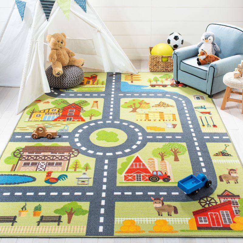 Kids Playhouse 232 in Light Green/Dark Gray Area Rug