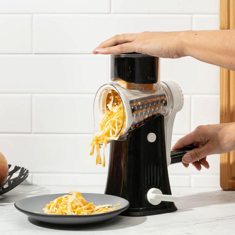 Rotary Cheese Grater with Handle, Manual Cheese Shredder Strong Suction Base. Kitchen Mandoline Vegetable Slicer. Grater for Fruit, Vegetables, Nuts