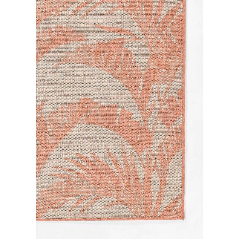 Coral and Beige Rectangular Washable Synthetic Rug, 6'6" x 9'