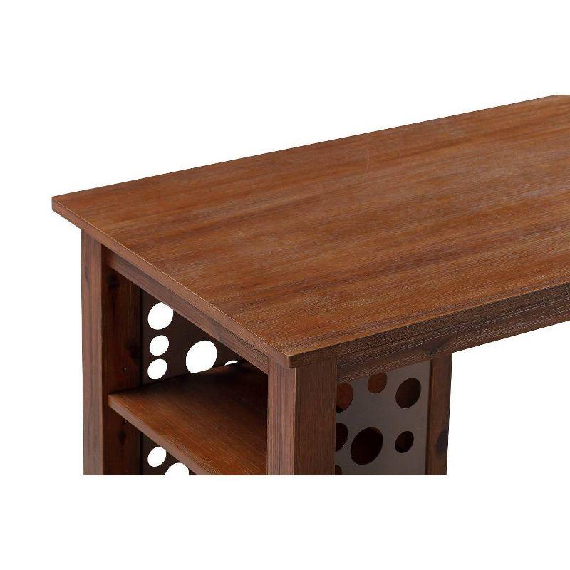 Rectangular Brittany Bar Table with Storage Shelves, Acacia Wood - Boraam: 3-Tier, Rustic Style