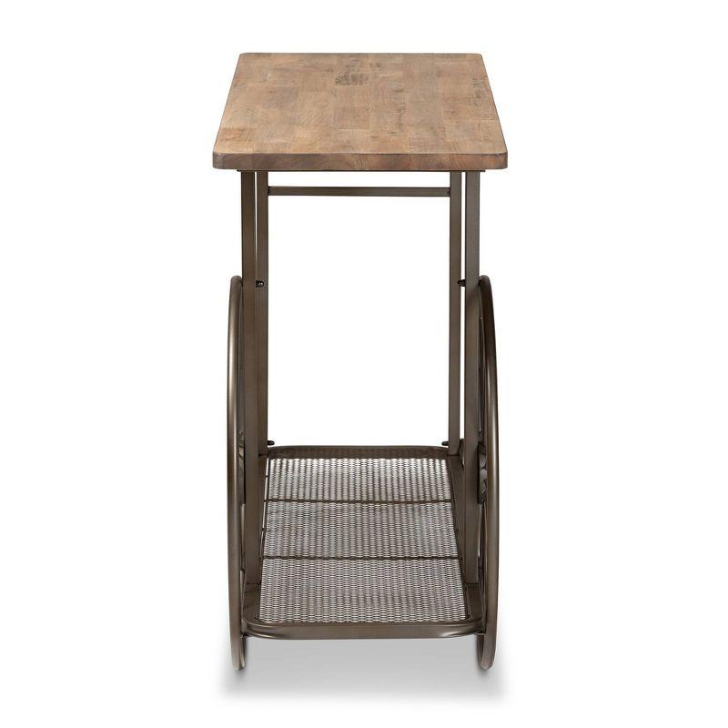 Terence Vintage Industrial Natural Wood and Metal Wheeled Console Table Black - Baxton Studio: Entryway Hallway Furniture