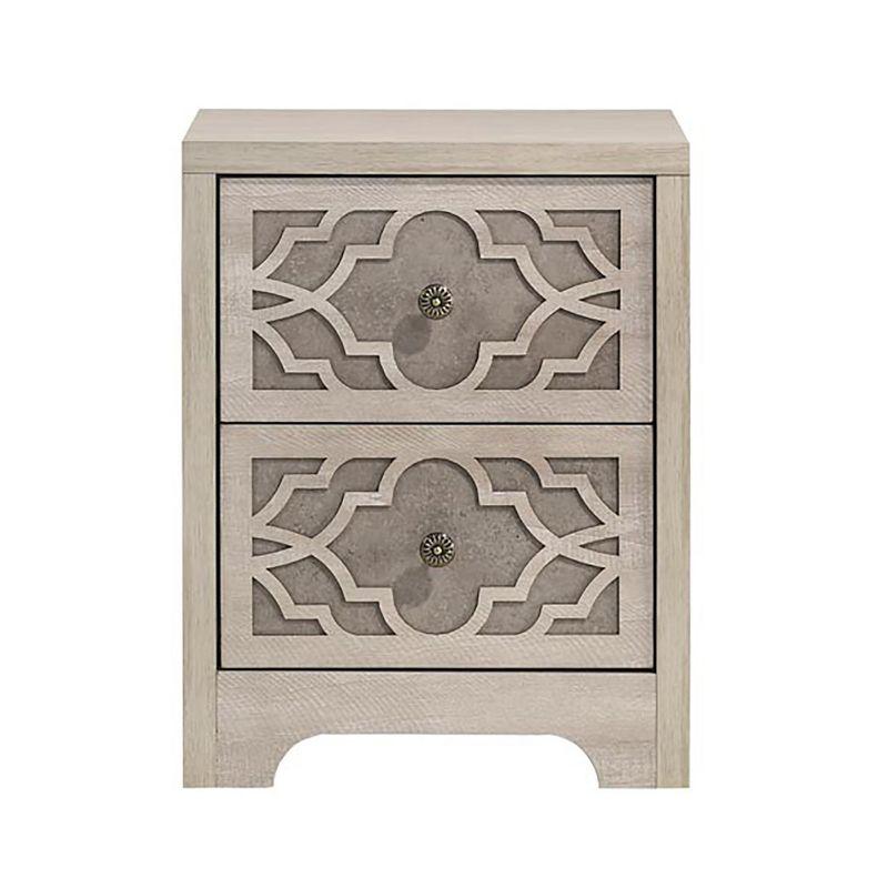 Azienda 2-Drawer Dusty Grey Oak Nightstand with Metal Handles