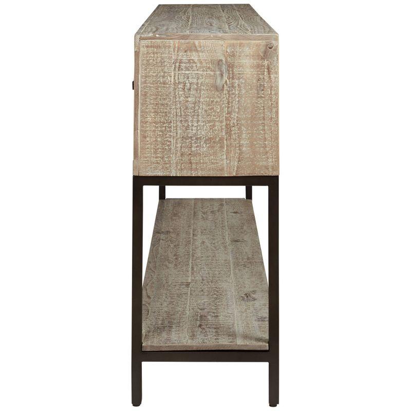 Roanley Sofa/Console Table Distressed Brown - Signature Design by Ashley: 4-Door Couch Table with Storage