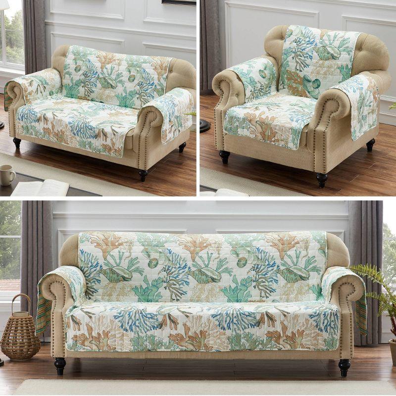 Atlantis Jade Reversible Furniture Slipcover