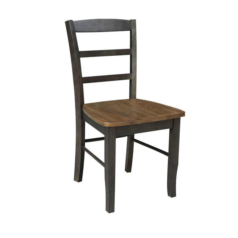 Set of 2 Hickory Washed Coal High Ladderback Side Chairs