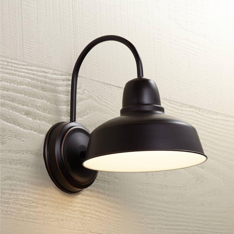 John Timberland Rustic Farmhouse Outdoor Wall Light Fixture Urban Barn Oil Rubbed Bronze Steel 13" for Exterior House Porch Patio