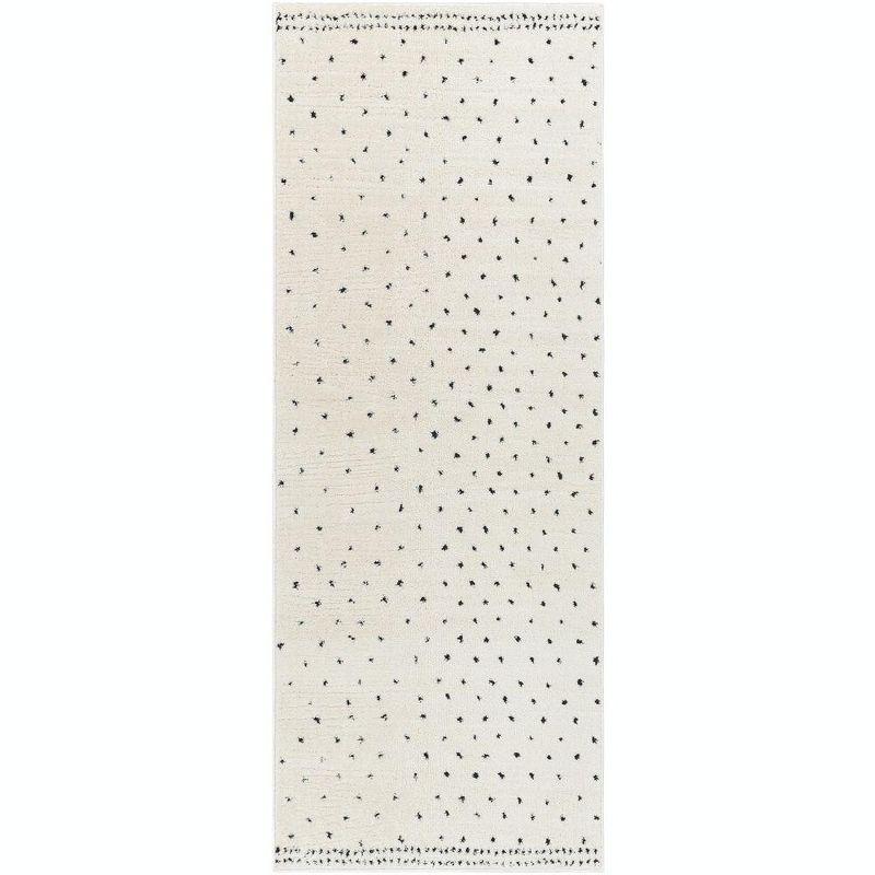 Monisha Ivory and Black High Pile Woven Area Rug