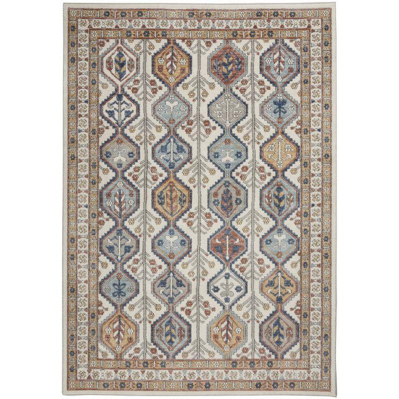 Ivory Multi 5' x 7' Handmade Reversible Synthetic Area Rug