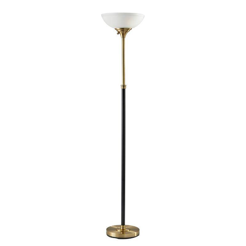 71" Bergen Collection Torchiere Black - Adesso: ETL Listed, Metal Body, Glass Shade, No Bulb Included