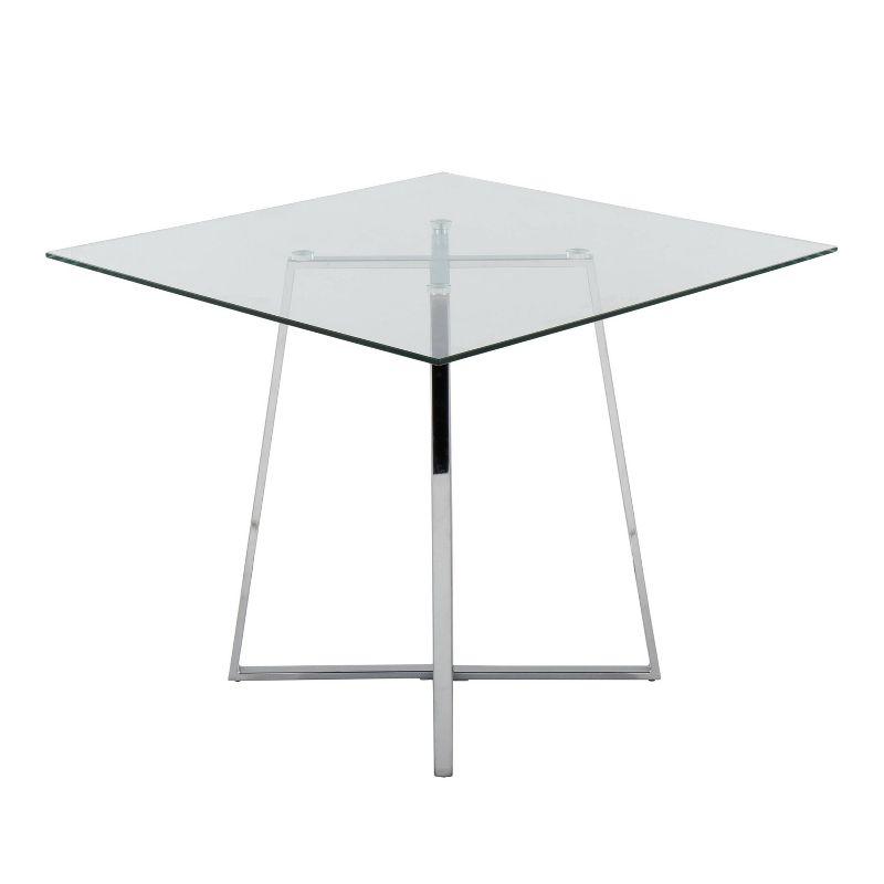 36" Cosmo Square Dining Table Chrome/Clear Glass - LumiSource: Modern Pedestal, Seats 4