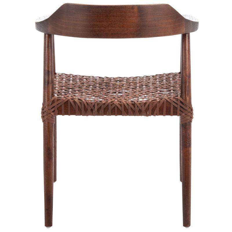 Munro Leather Woven Accent Chair - ACH1005 - Walnut/Cognac - Safavieh