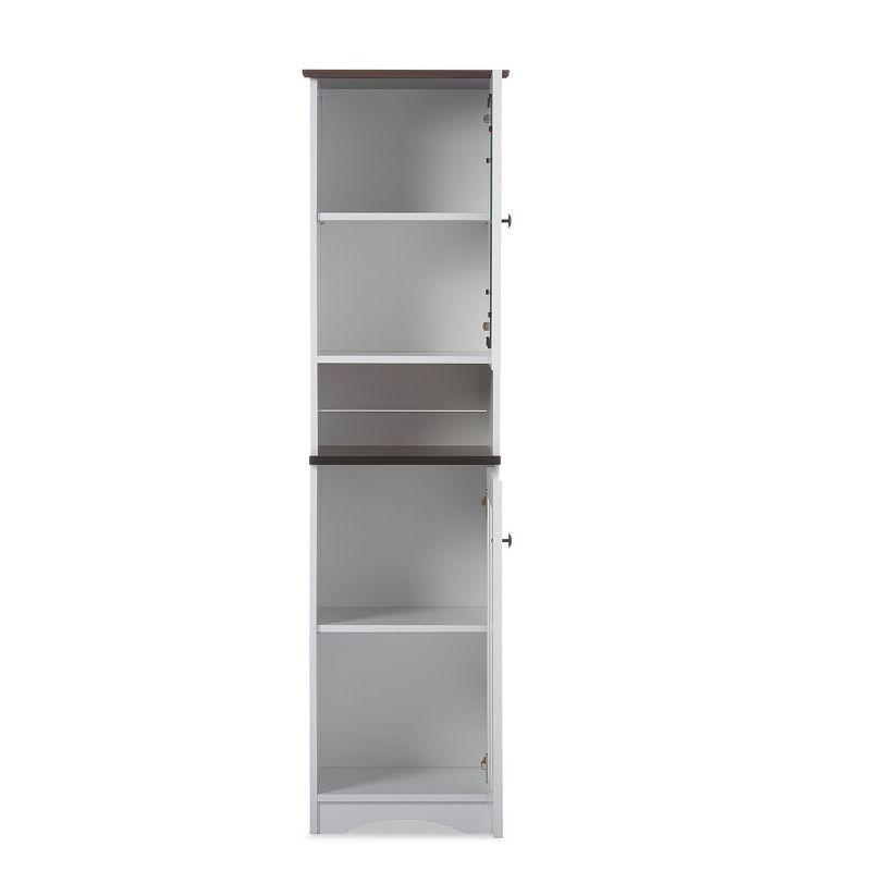 Baxton Studio Lauren TwoTone and Buffet and Hutch Kitchen Cabinet White/Dark Brown: Transitional Style, 5 Fixed Shelves