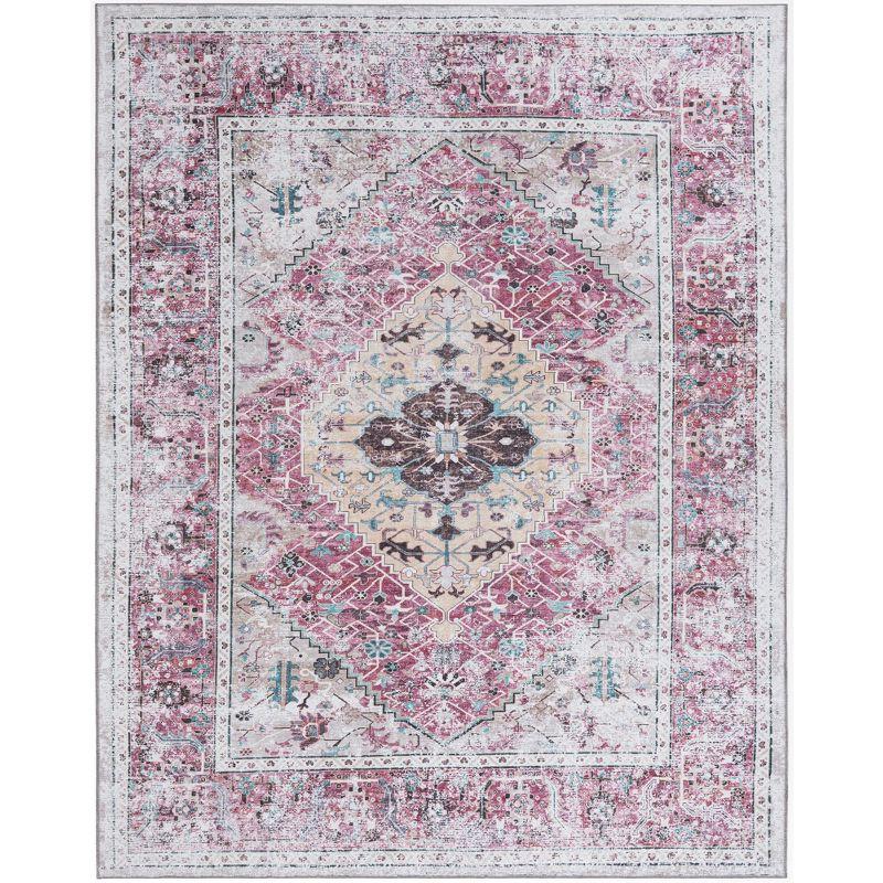 Unique Loom 7' 10 x 10' 0 Yara Yash Machine Washable Light Coral Pink Area Rug