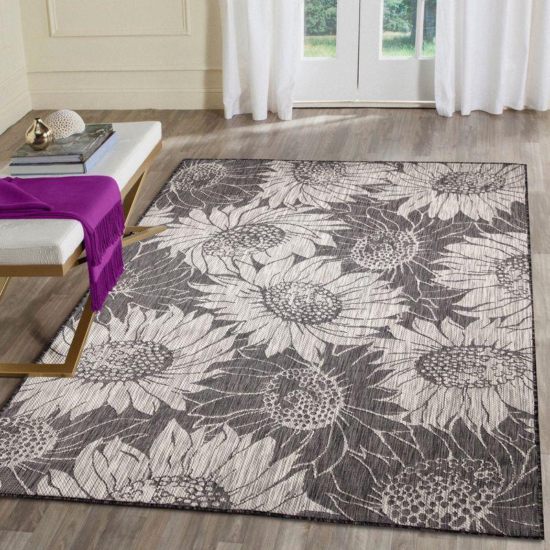 Elegant Black Sunflower Field Round Indoor/Outdoor Rug