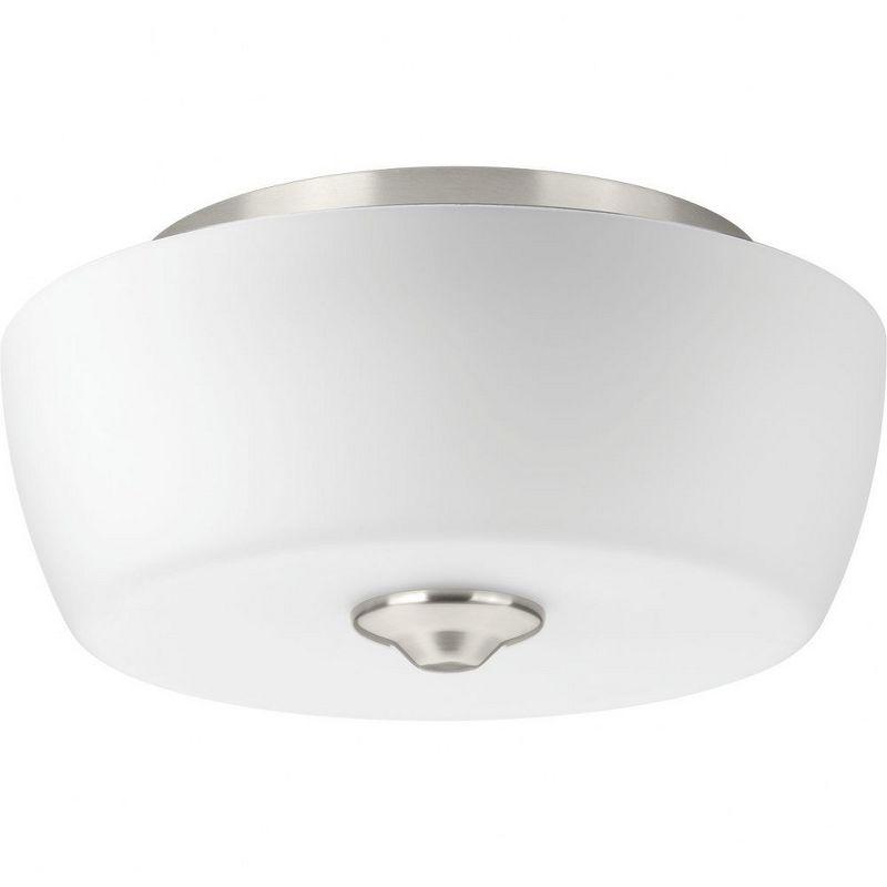 Brushed Nickel 2-Light Flush Mount with Etched Glass Shades