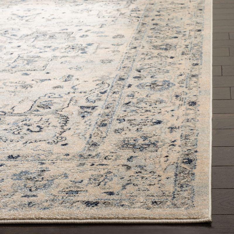 Ivory and Light Blue Synthetic 4' x 6' Hand-Knotted Area Rug