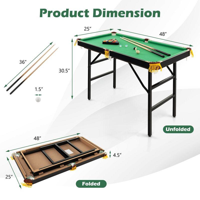 Costway 47" Folding Billiard Table Pool Game Table Indoor Kids w/ Cues Brush Chalk Green/Blue