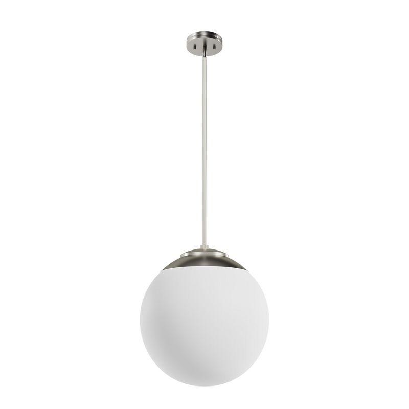 Hepburn 16" Brushed Nickel Globe Pendant with Cased White Glass