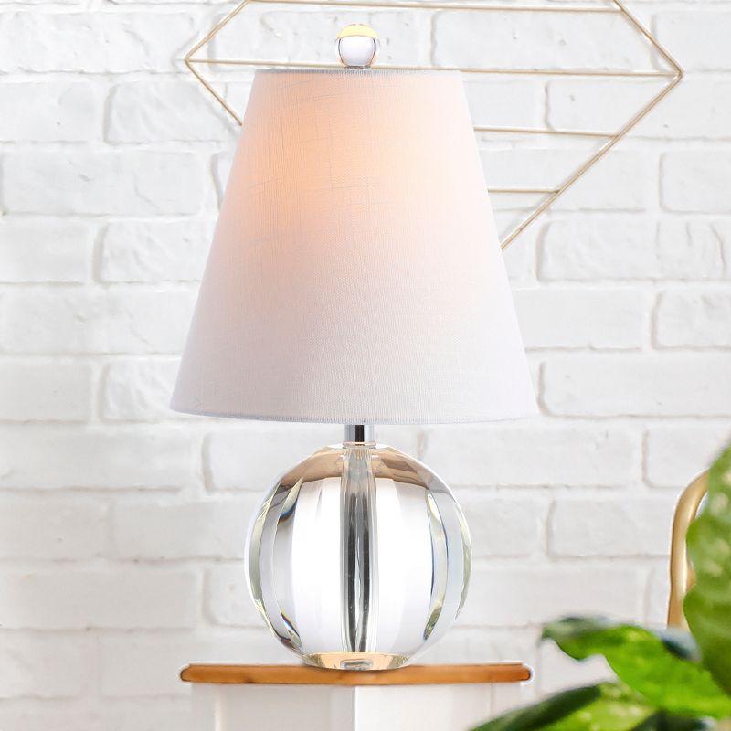 Goddard 16" Clear Crystal Ball LED Table Lamp with White Linen Shade