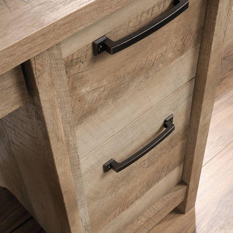 Rustic-Inspired Lintel Oak Finish Writing Desk with Drawer and Filing Cabinet