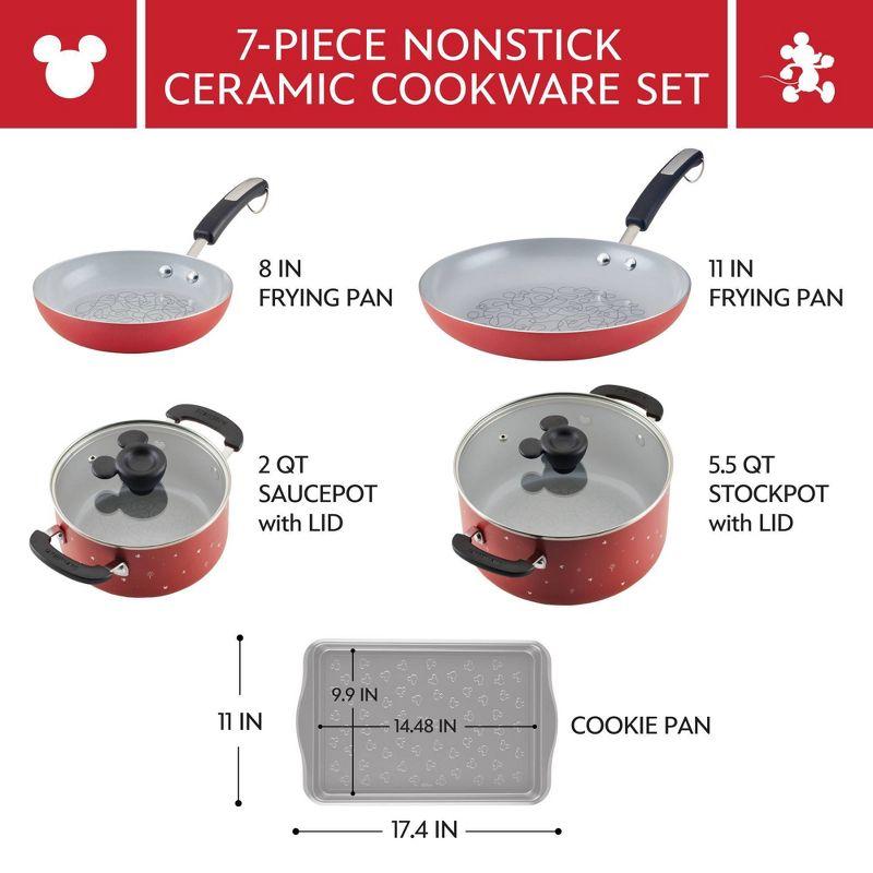 Farberware Disney Bon Voyage Nonstick Cookware Pots And Pans Set With Baking Pan, 7 Piece