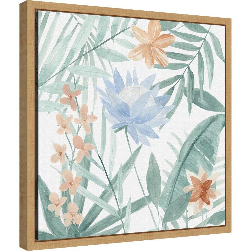 Amanti Art Tropical Palm Welcome I by Annie Warren Canvas Wall Art Print Framed 16 x 16-in.