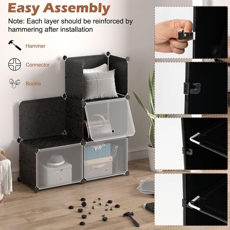 Costway Portable Shoe Rack Organizer 12-Cube 48 Pair Shoe Shelf Storage Cabinet w/Hook