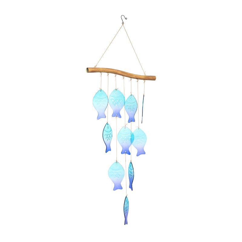 Transpac Glass 43.3 in. Multicolor Spring Bright Fish Wind Chime