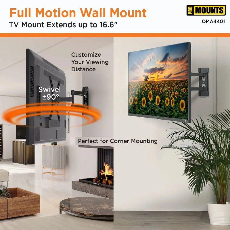 Promounts Full Motion TV Wall Mount for TVs 24" - 60" Up to 88 lbs