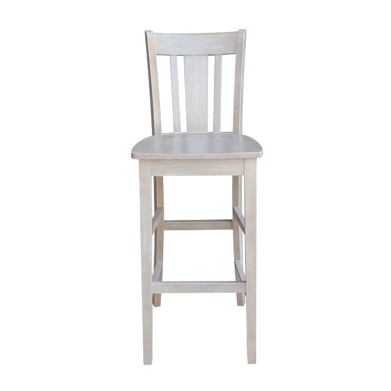 Elegant Washed Gray Taupe Solid Wood Bar Stool, 29.92" Seat Height