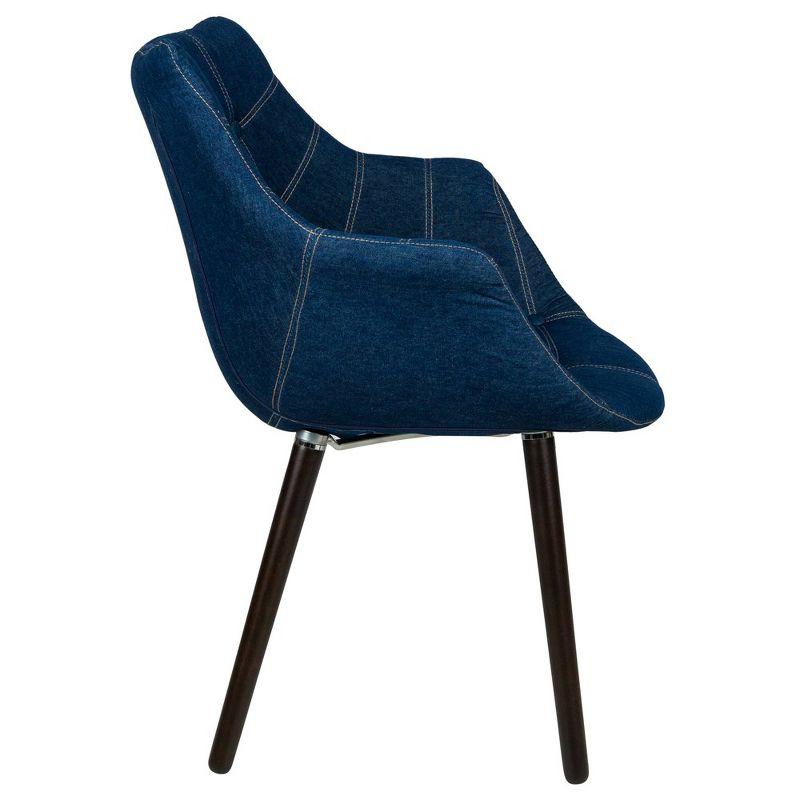 LeisureMod Milburn Modern Accent Chair for Living Rooms, Offices, Lounges – Denim Fabric, Upholstered, Mid-Century Arm Chair