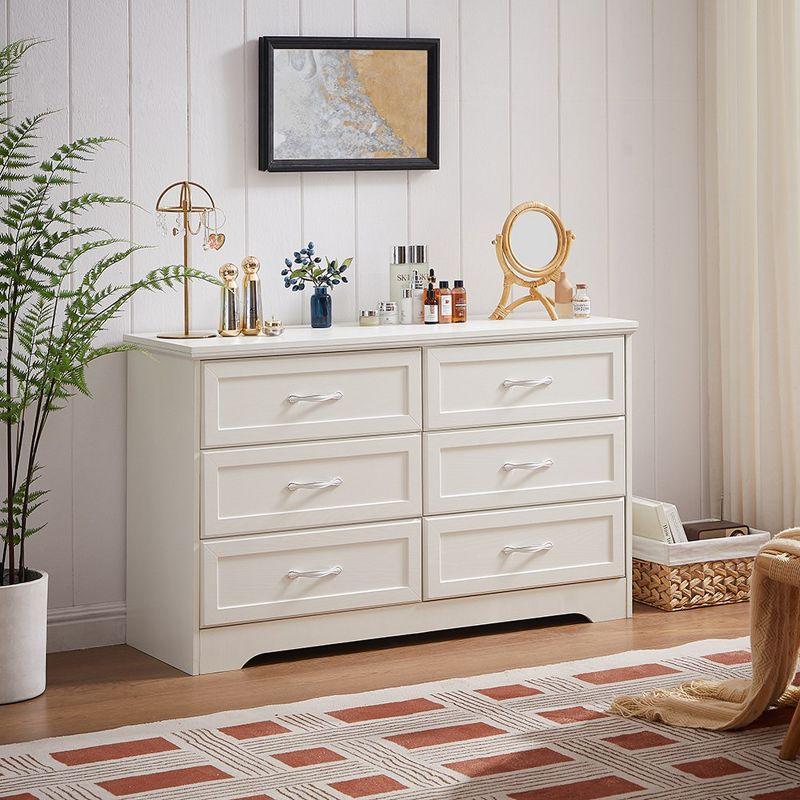 6 Drawer Dresser, Chest Of Drawers, Floor Storage Drawer Cabinet, Wood Chest Of Drawers Anti-tip Device White