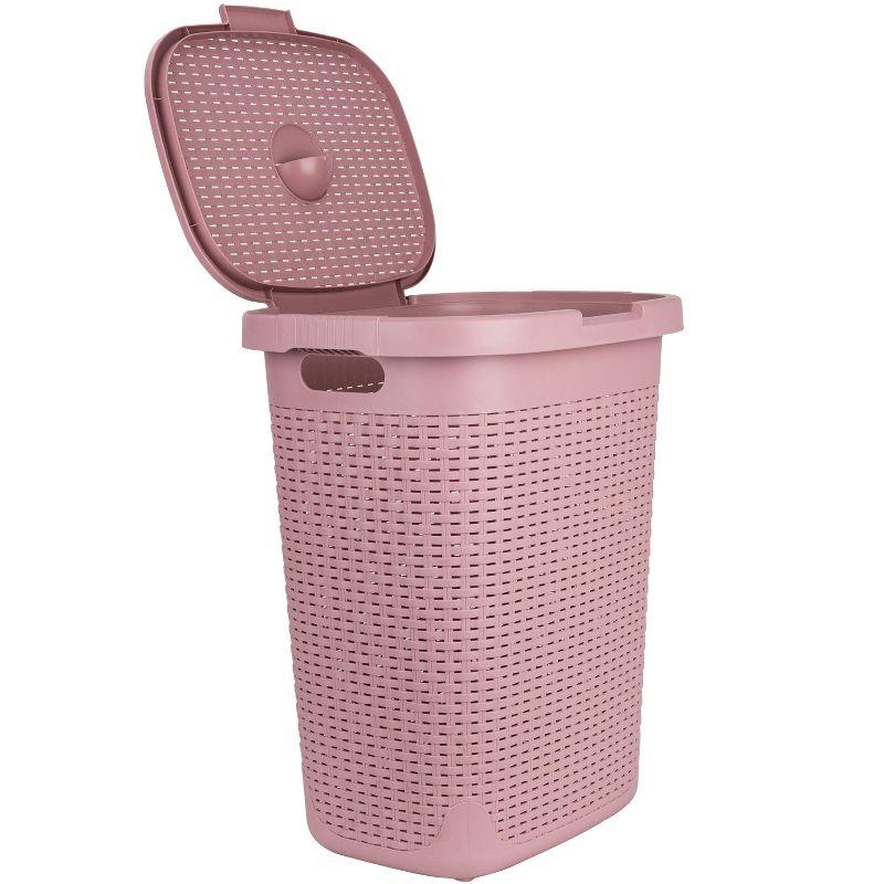 Mind Reader Laundry Basket with Cutout Handles, Washing Bin, Dirty Clothes Storage, Bathroom, Bedroom, Closet, 50 Liter Capacity, Pink