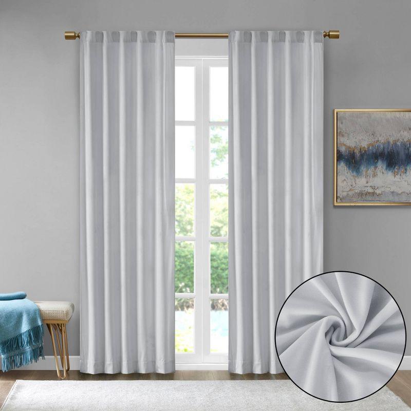 Set of 2 Bryce Poly Velvet Room Darkening Curtain Panels