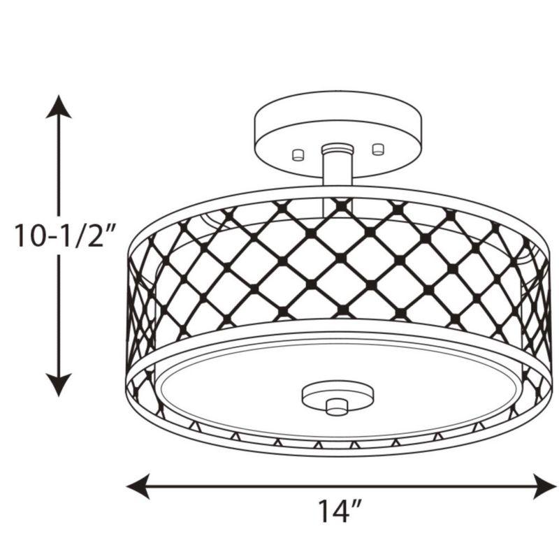 Brushed Nickel LED Semi-Flush Drum Light with Etched Glass