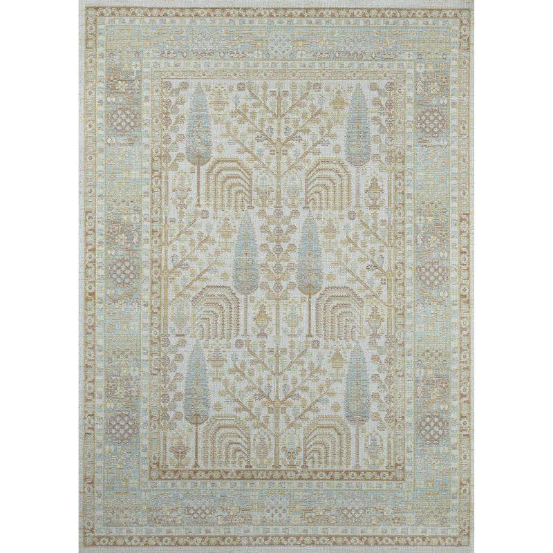 5'3"x7'3" Isabella Matilda Area Rug Ivory - Momeni: Bohemian Chevron Pattern, Medium Pile, Indoor Use