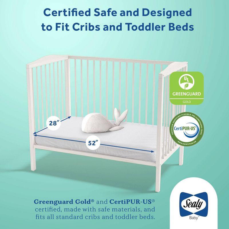 Sealy Posturepedic Grace Breathable Hypoallergenic 2-Stage Waterproof Baby Crib Mattress & Toddler Bed Mattress, GREENGUARD Gold Certified, 52" x 28"